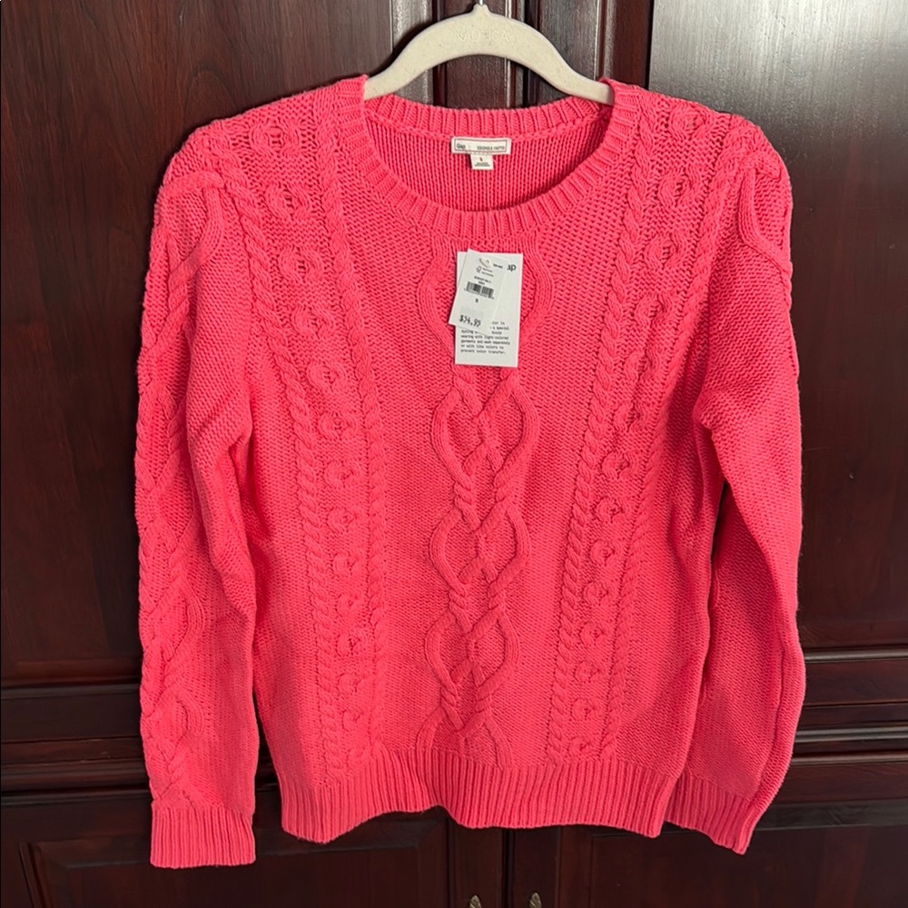 GAP Pink Cable Knit Crew Neck Sweater
